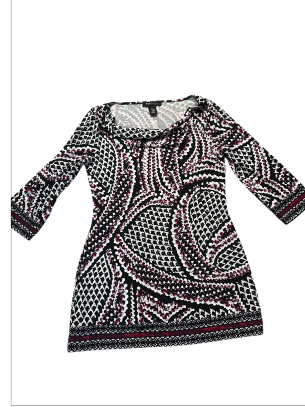 White House black market burgundy purple black white mini dress tunic top xs